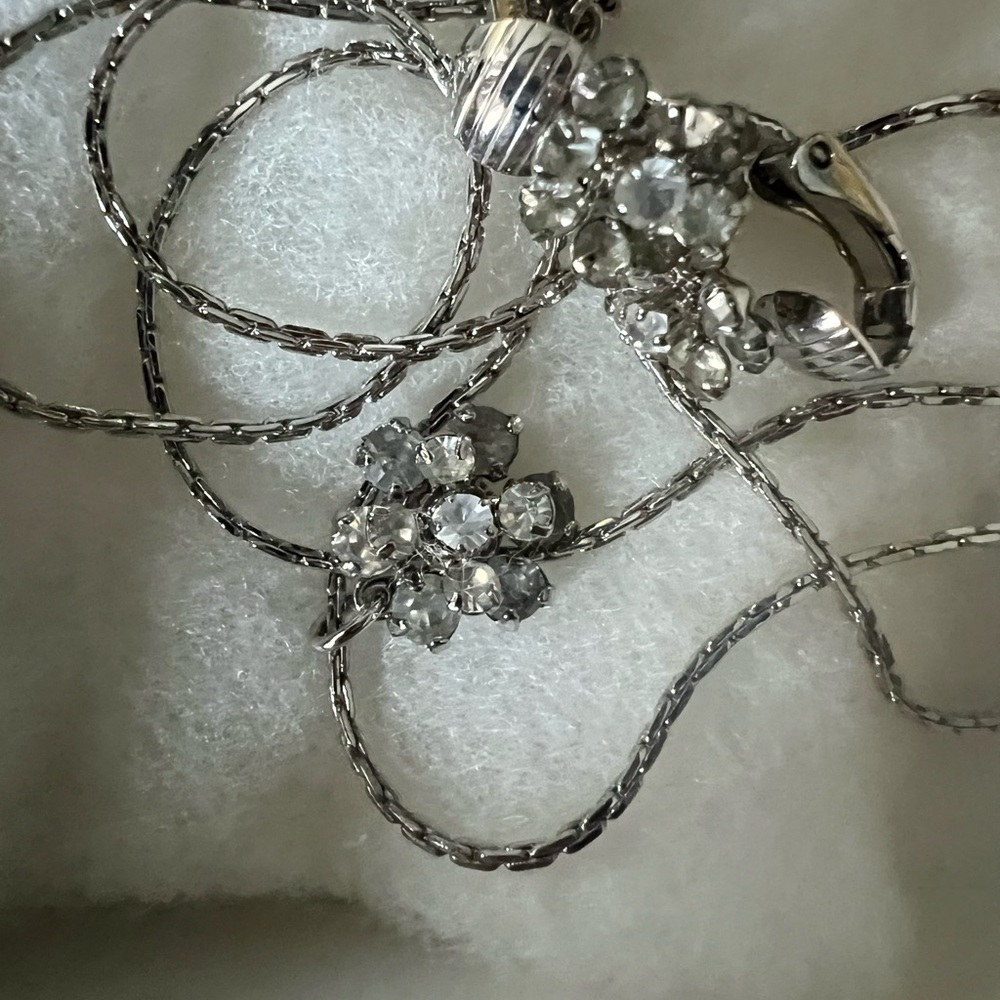 Avon Silver Necklace with Clear Gemstones